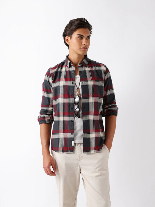 Multicolor Woven Checked Slim Fit Casual Shirt