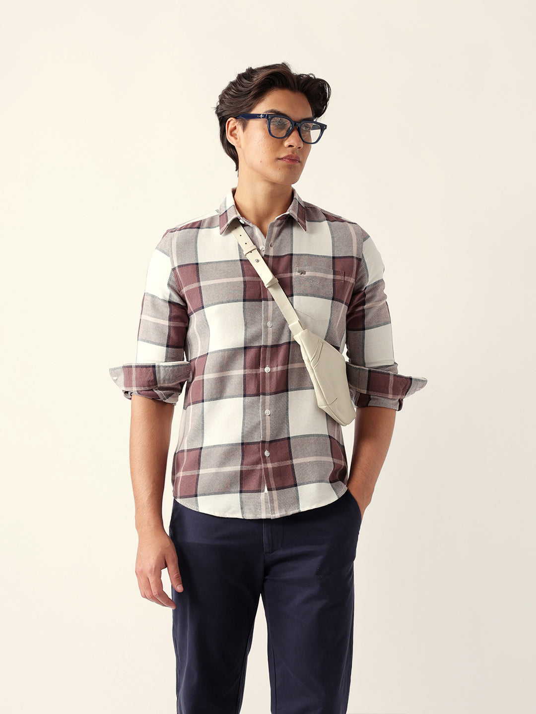 Multicolor Slim Fit Casual Shirt with Woven Check Pattern