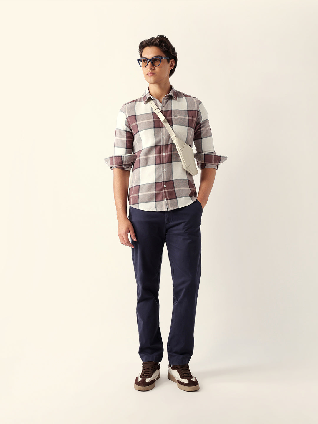 Multicolor Slim Fit Casual Shirt with Woven Check Pattern