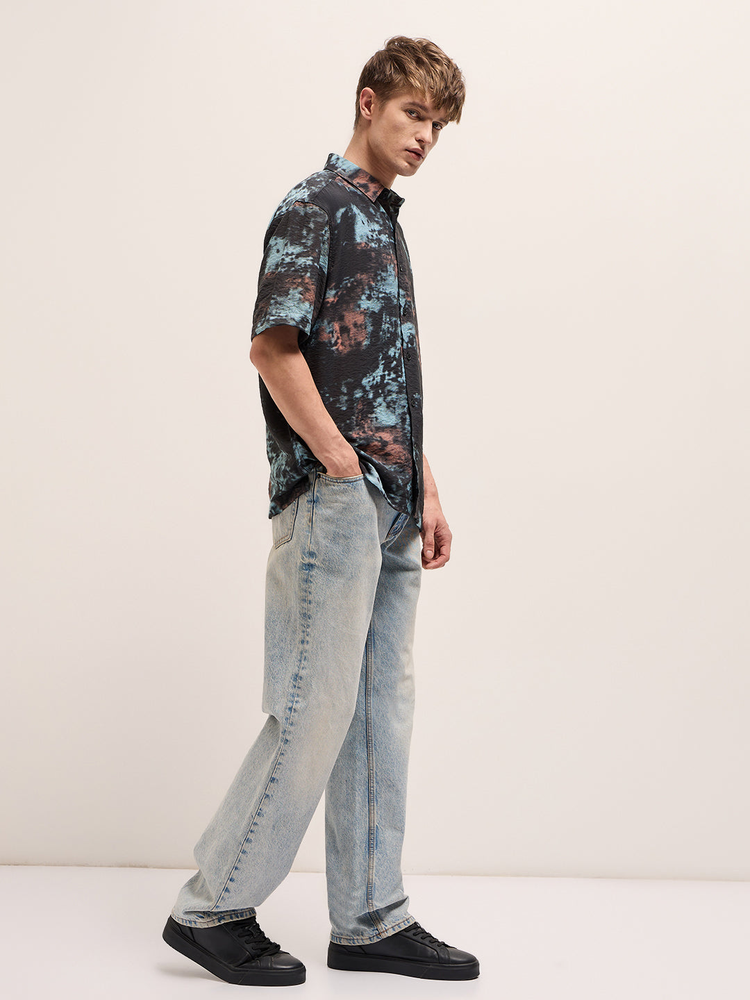Multi-Color Abstract Digital Print Relax Fit Casual Shirt
