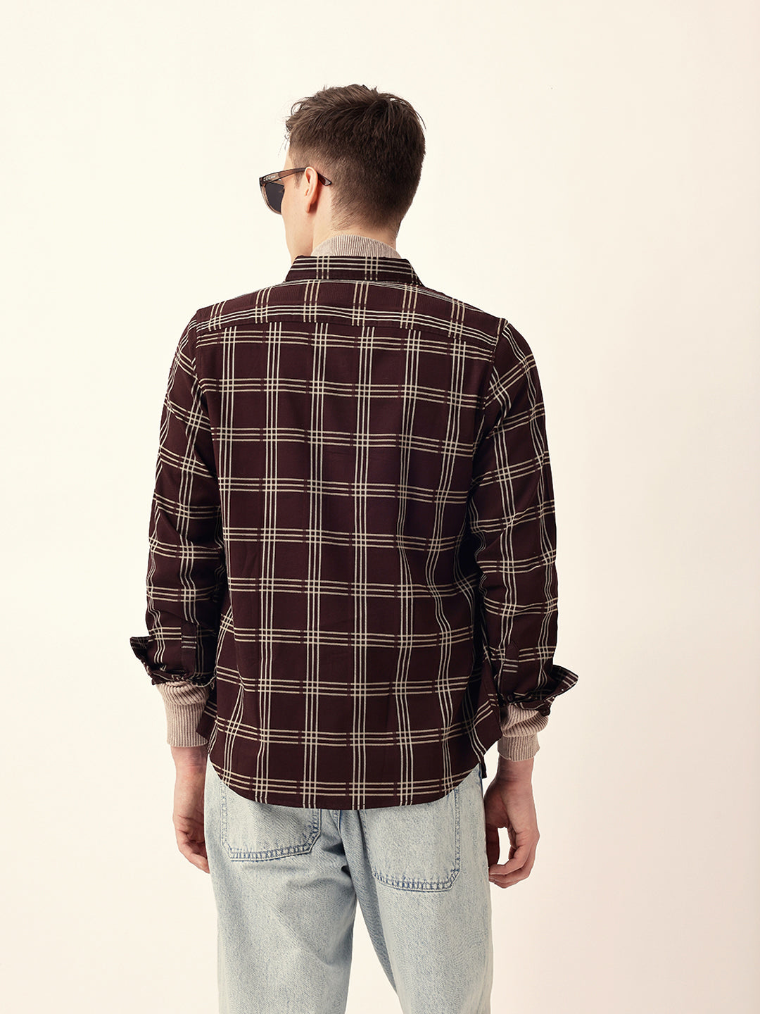 Brown Regular Fit Woven Checked Casual Shirt