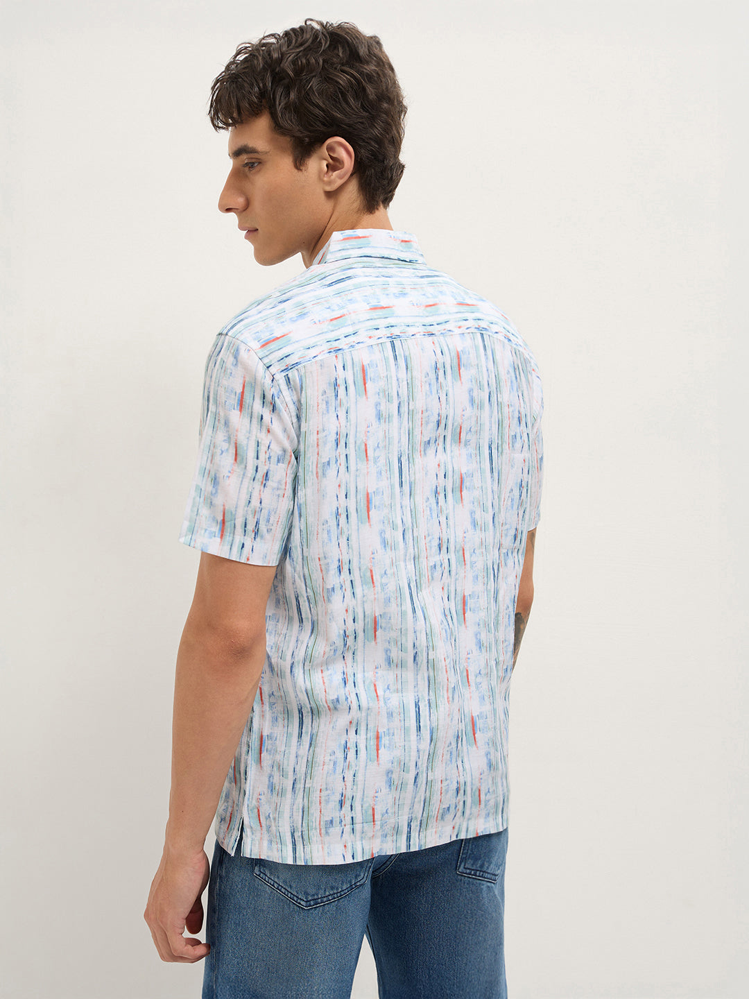 Multicolor Relax Fit Casual Shirt with Abstract Striped Print