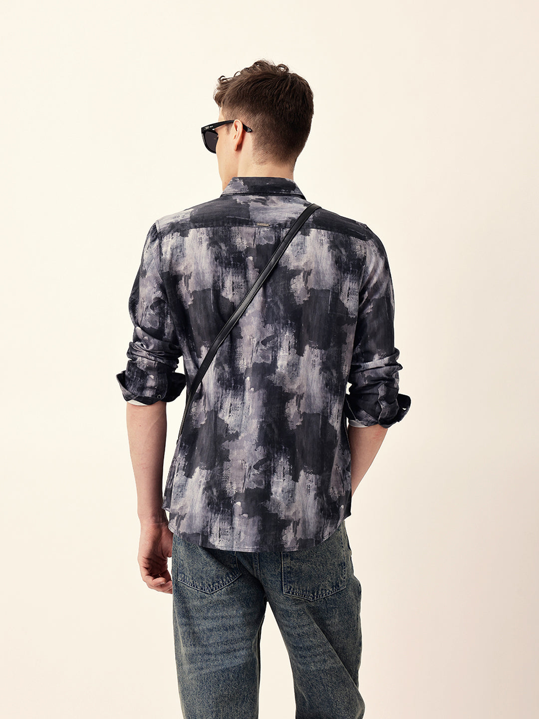 Multicolor Abstract Brushstroke Printed Slim Fit Casual Shirt