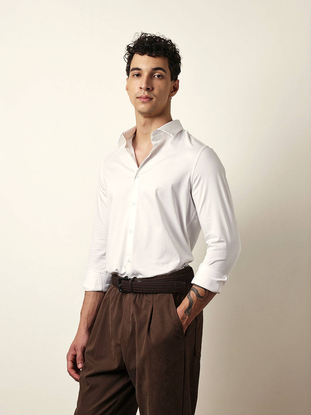 White Solid Tailored Fit Formal Shirt