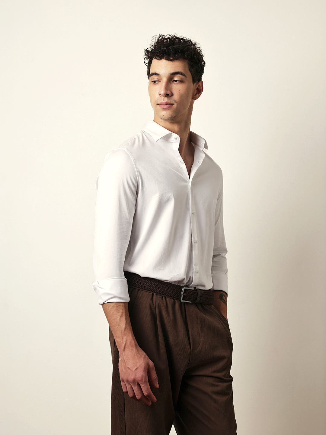 White Solid Tailored Fit Formal Shirt