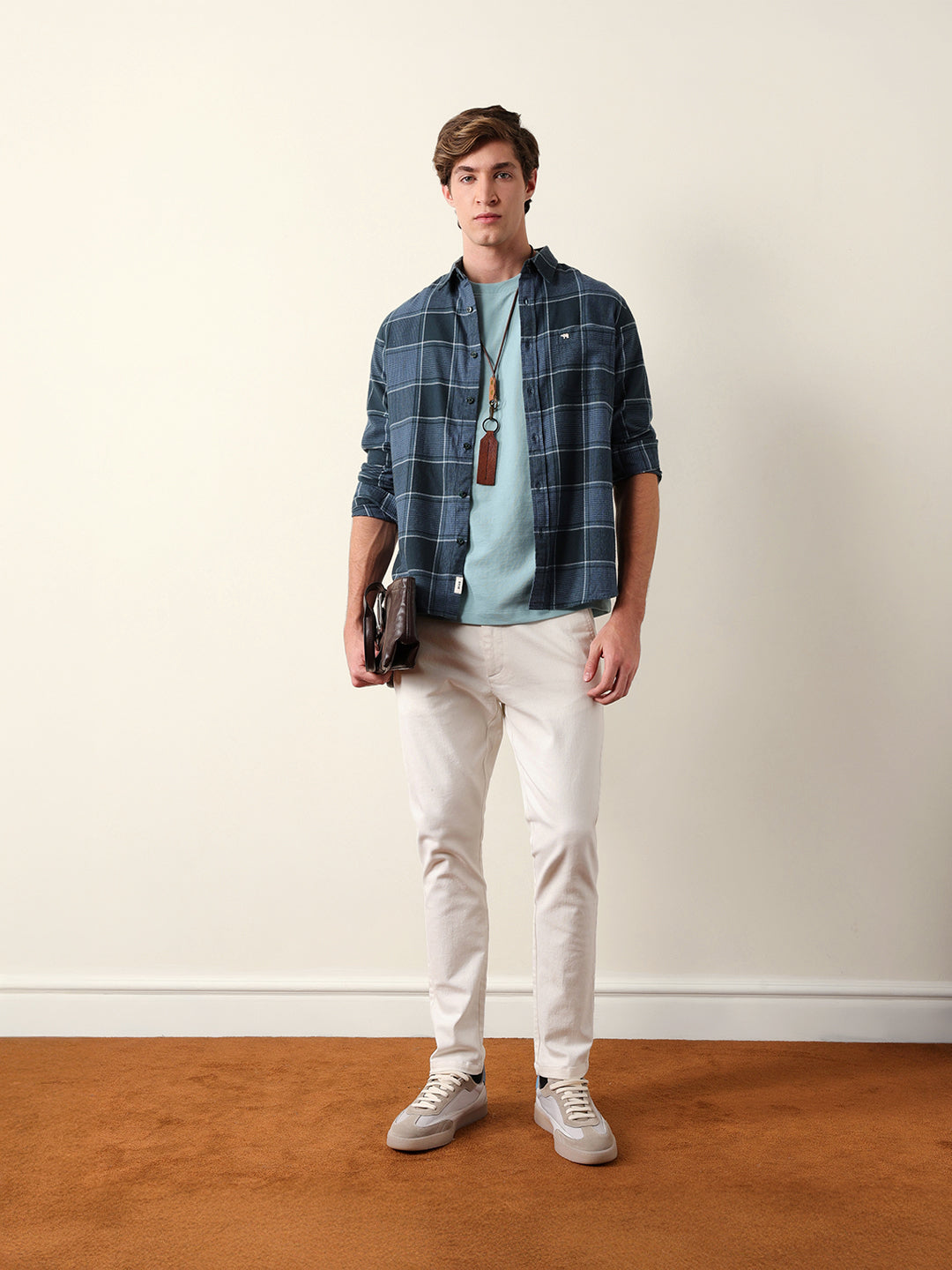 Teal Green Regular Fit Checked Flannel Casual Shirt