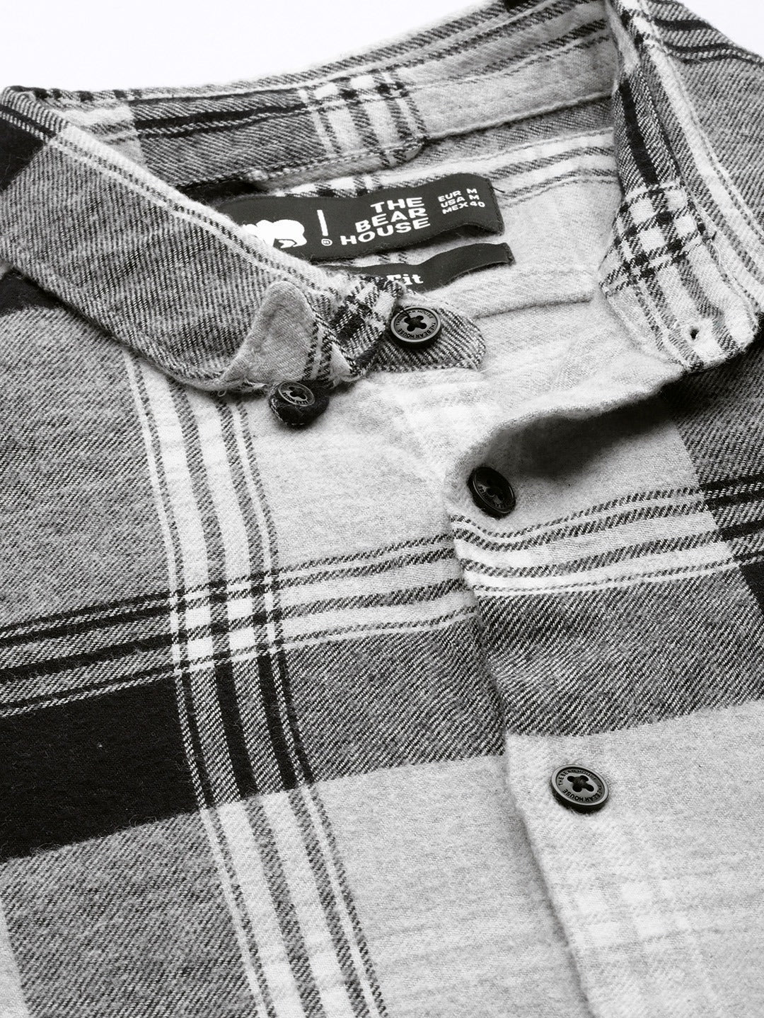 Men Slim Button-down Flannel Shirt