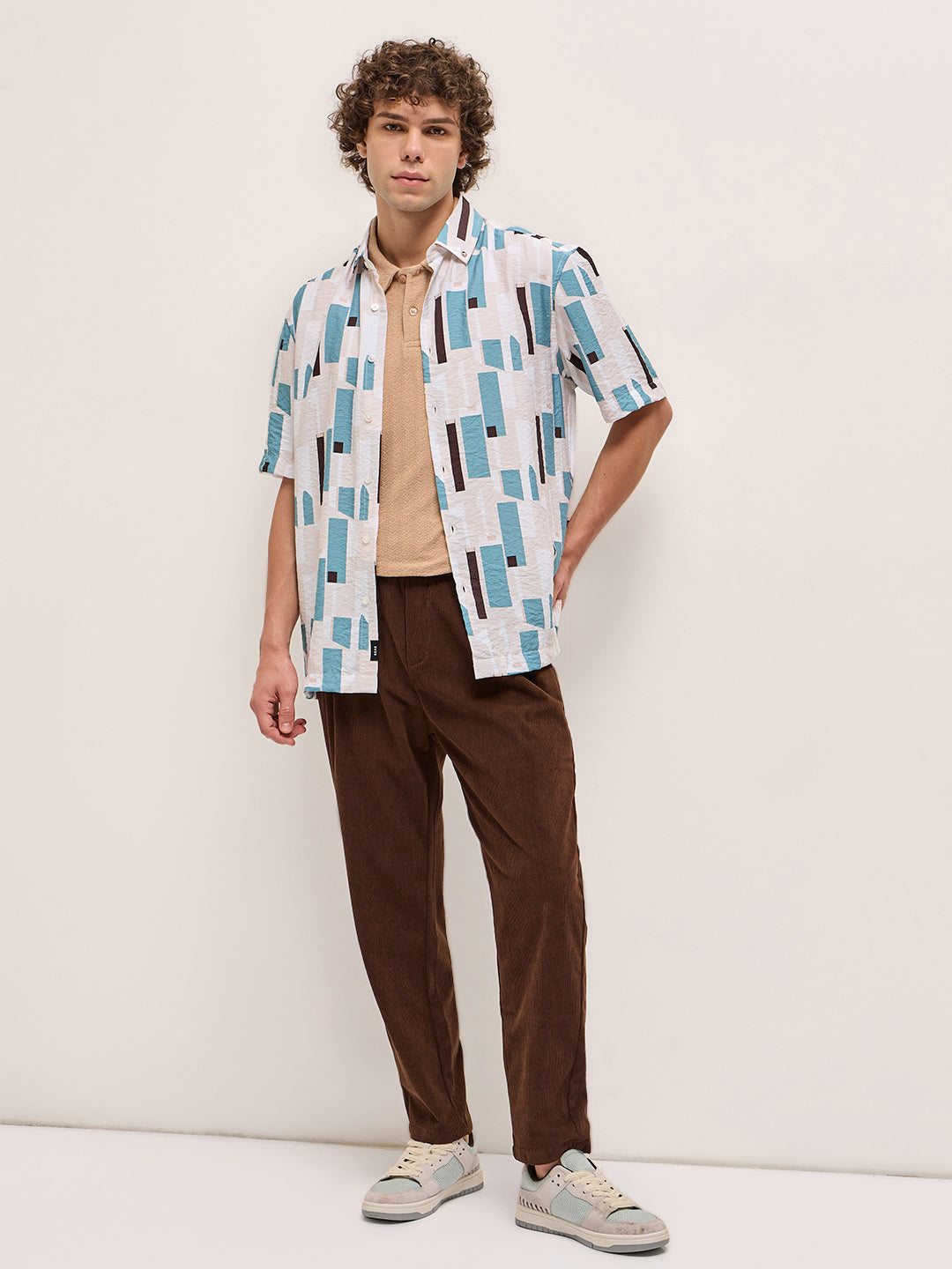Multi-Color Geometrical Print Relax Fit Casual Shirt