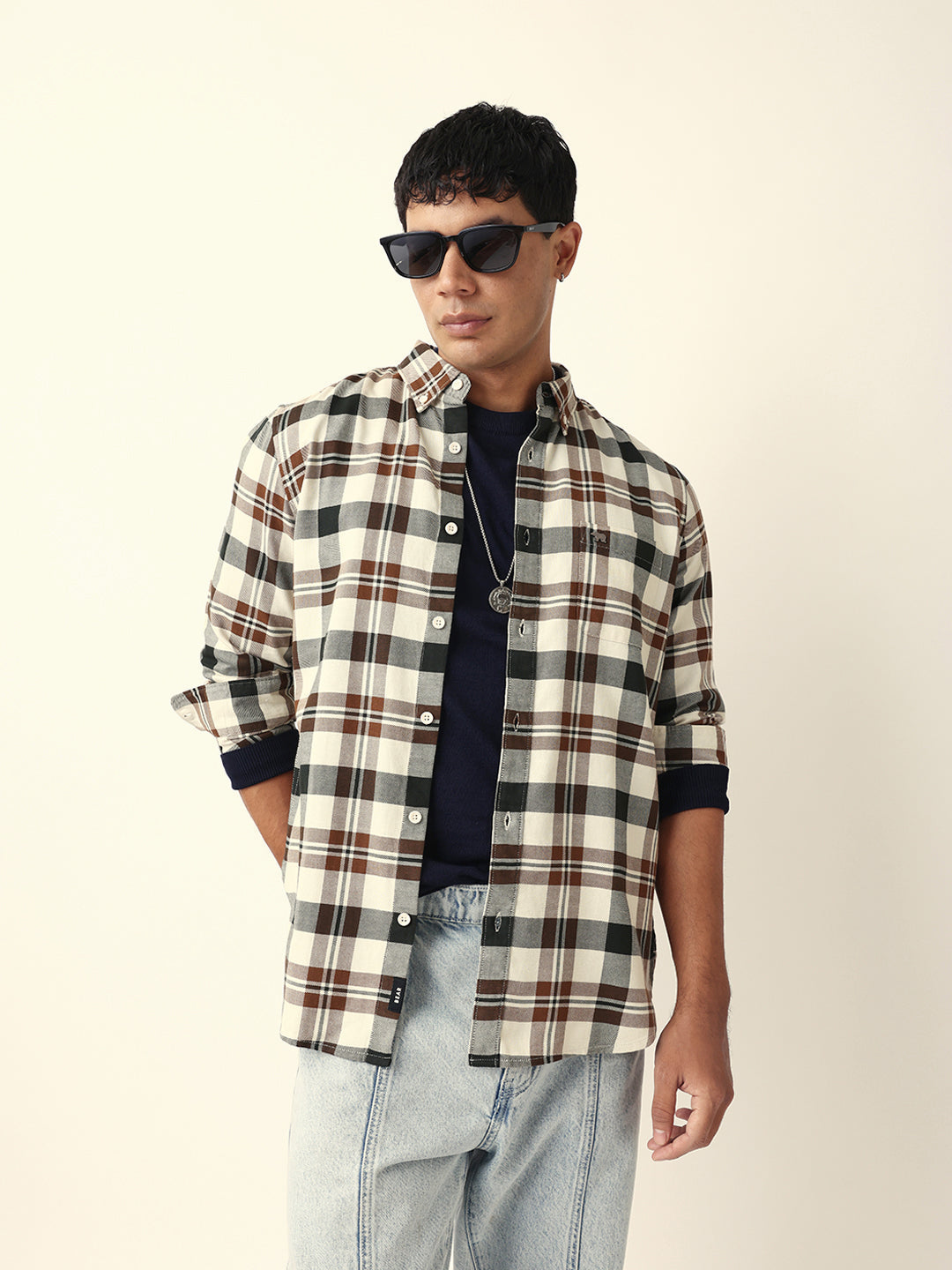 Multicolor Woven Tartan Checked Slim Fit Casual Shirt