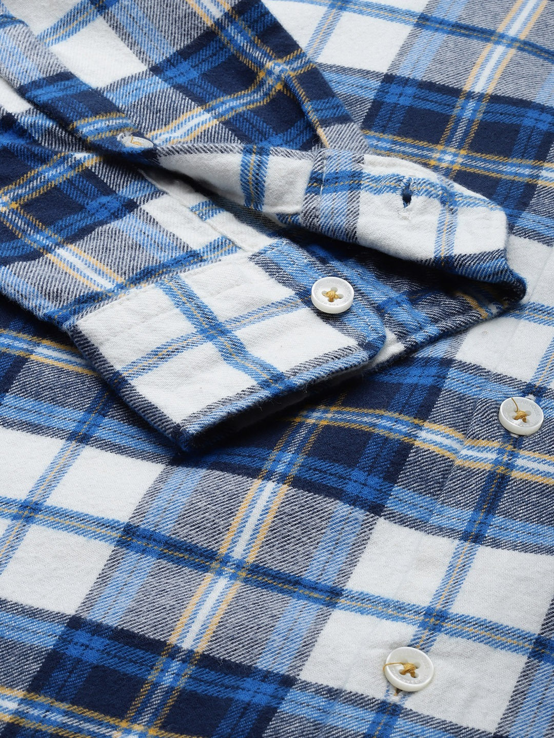 Men Slim Button-down Flannel Shirt
