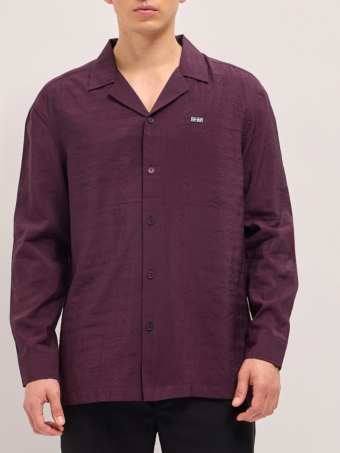 Maroon Lenzing Modal Solid Oversize Fit Casual Shirt