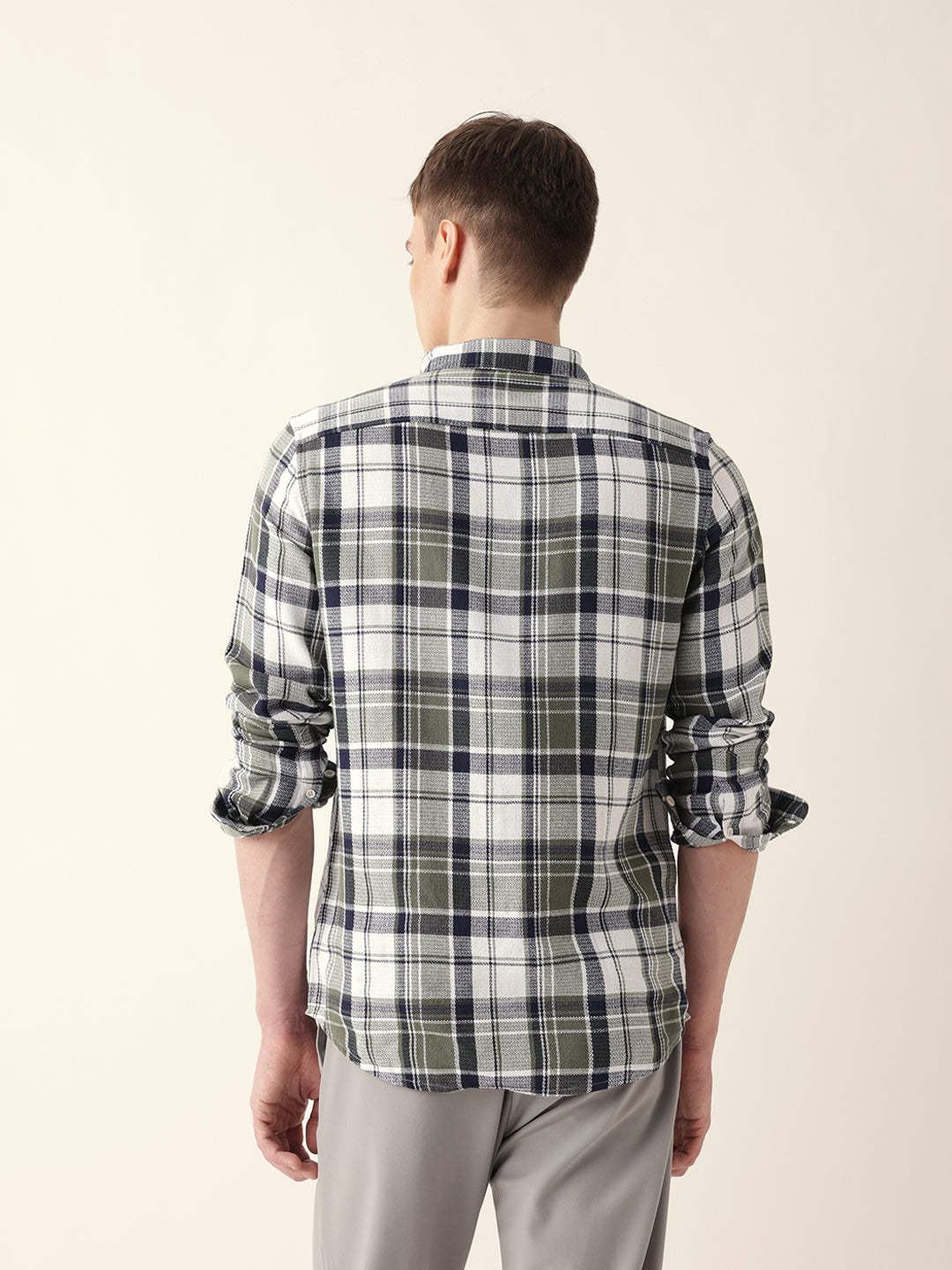 Multicolor Woven Tartan Checked Slim Fit Casual Shirt