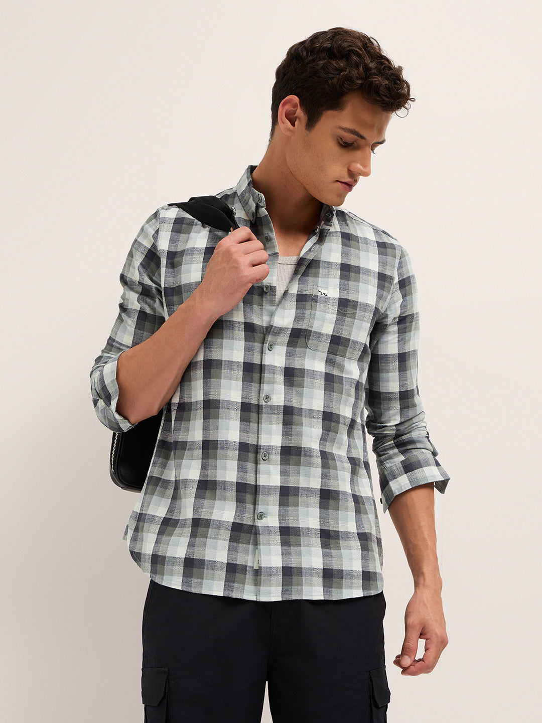 Multicolor Slim Fit Woven Check Casual Shirt