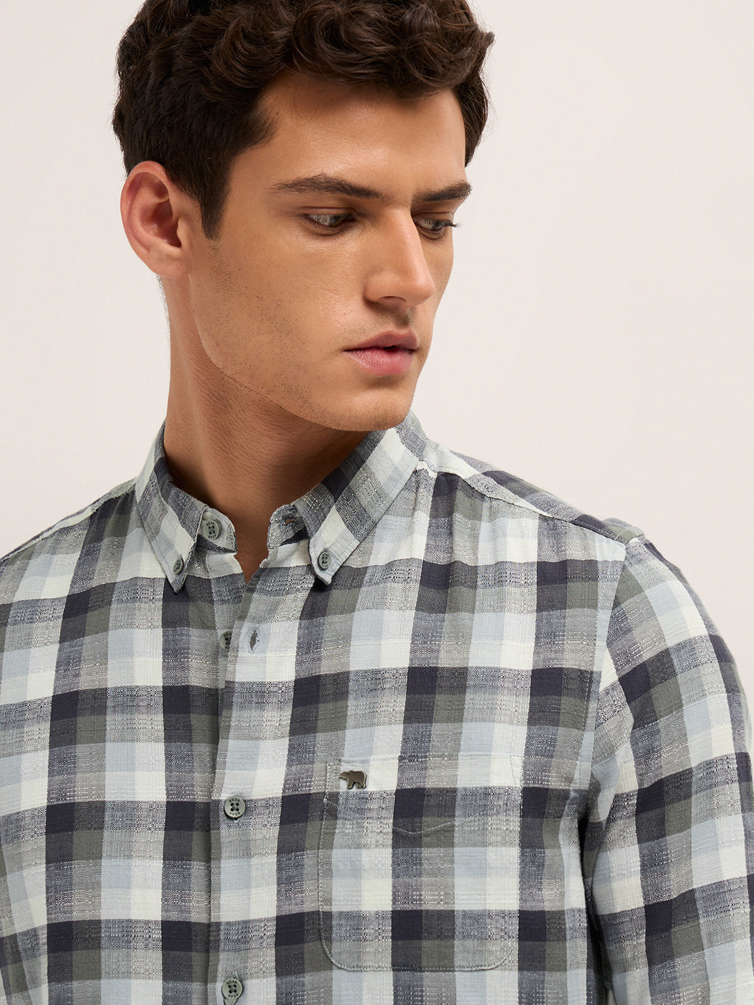 Multicolor Slim Fit Woven Check Casual Shirt