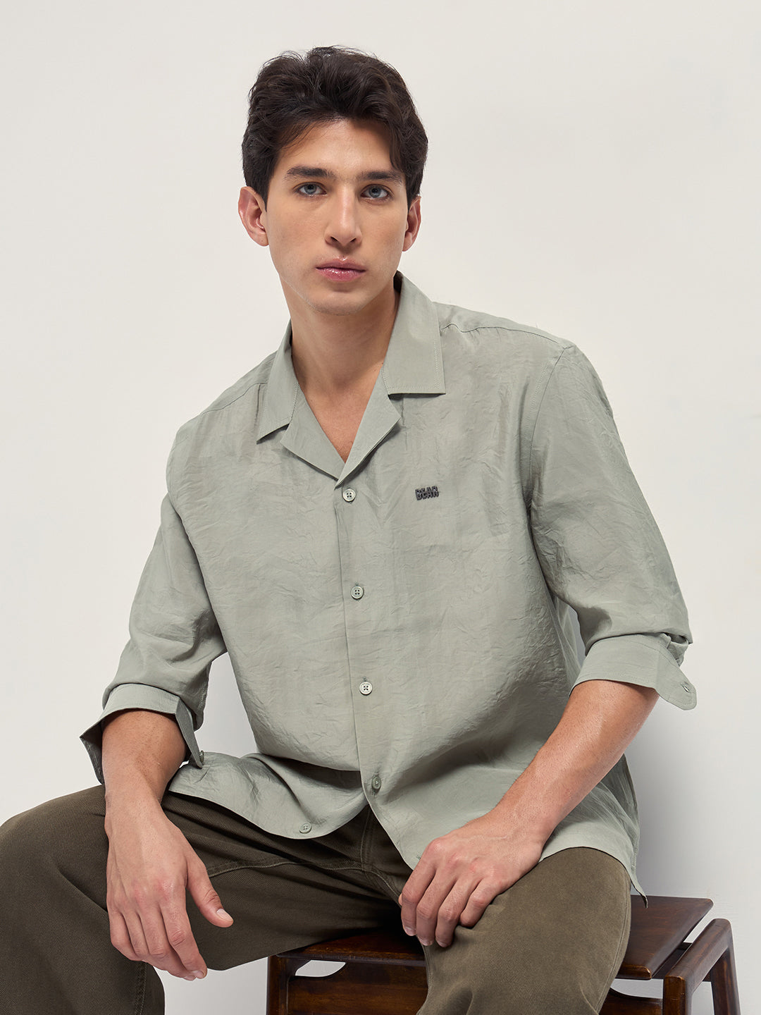 Light Green Lenzing Modal Solid Oversize Fit Casual Shirt