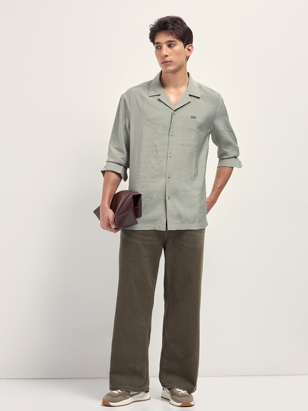 Light Green Lenzing Modal Solid Oversize Fit Casual Shirt