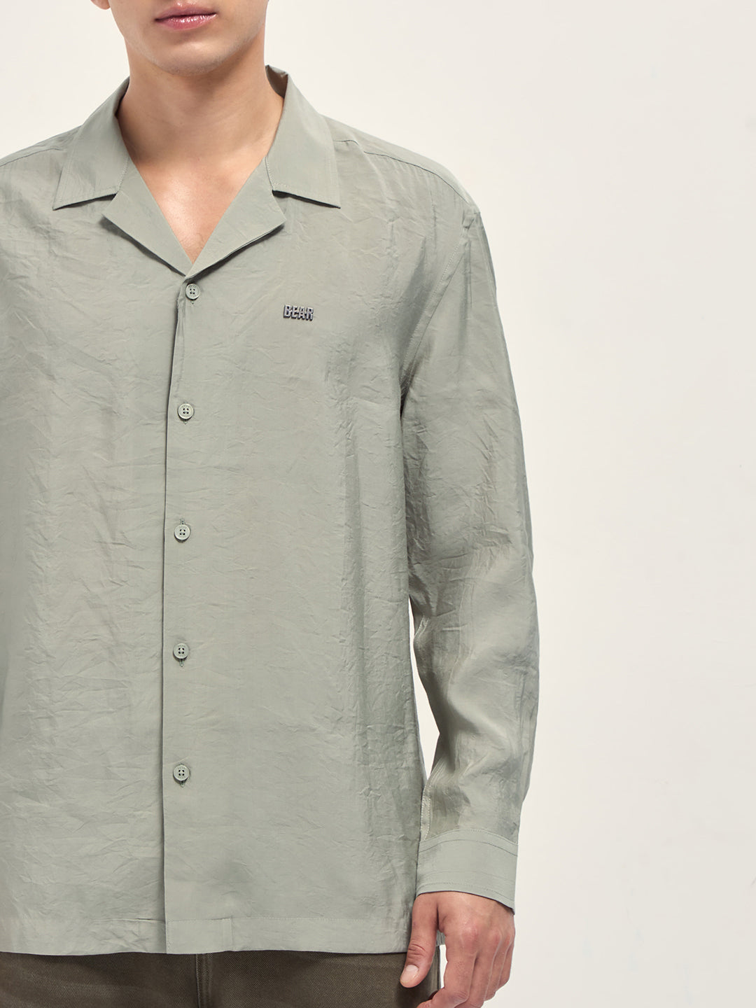Light Green Lenzing Modal Solid Oversize Fit Casual Shirt