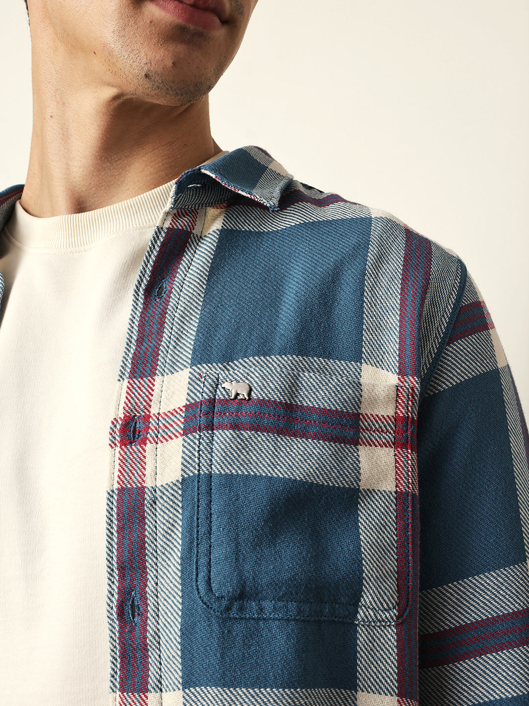 Multicolor Slim Fit Casual Shirt with Woven Check Pattern