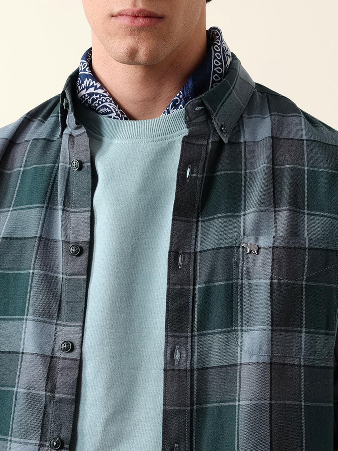 Multicolor Woven Check Slim Fit Casual Shirt