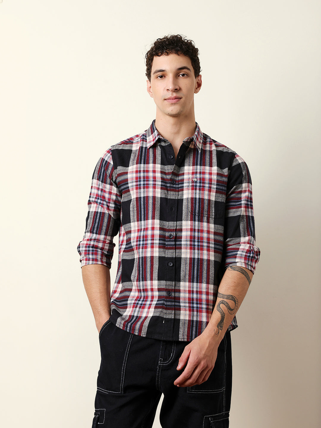 Multicolor Regular Fit Woven Check Flannel Casual Shirt