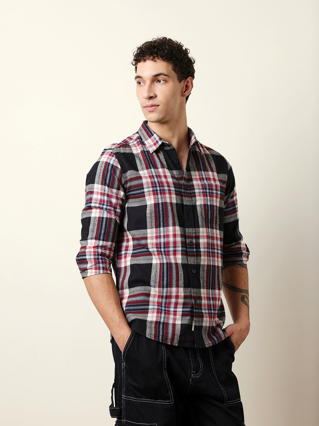 Multicolor Regular Fit Woven Check Flannel Casual Shirt