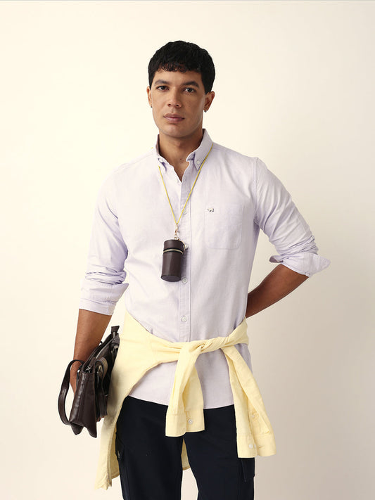 Purple Slim Fit Casual Solid Shirt