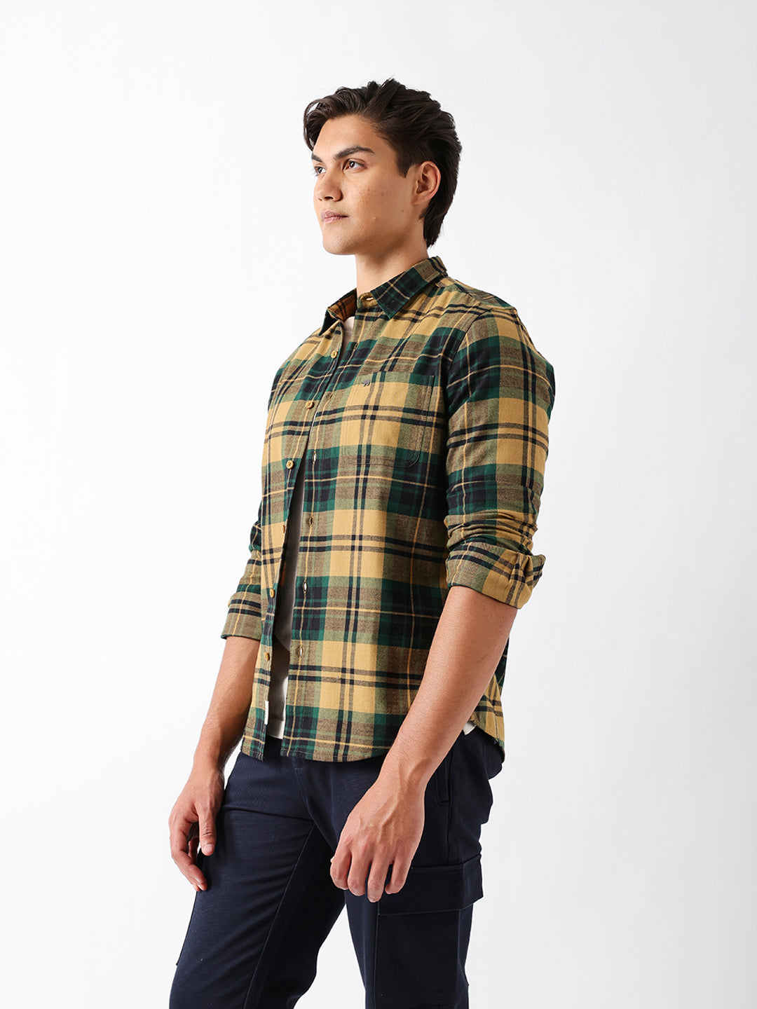 Multicolor Woven Checked Slim Fit Casual Shirt