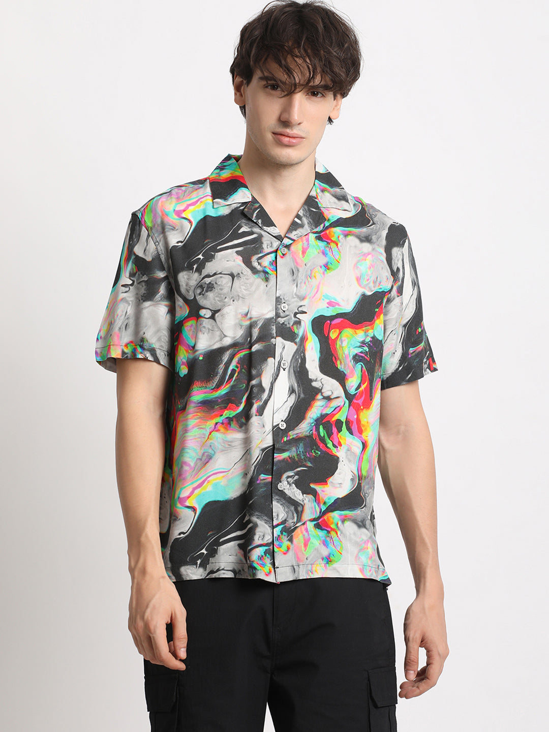 Men's Multi-Coloured Printed Regular Fit Casual Shirt