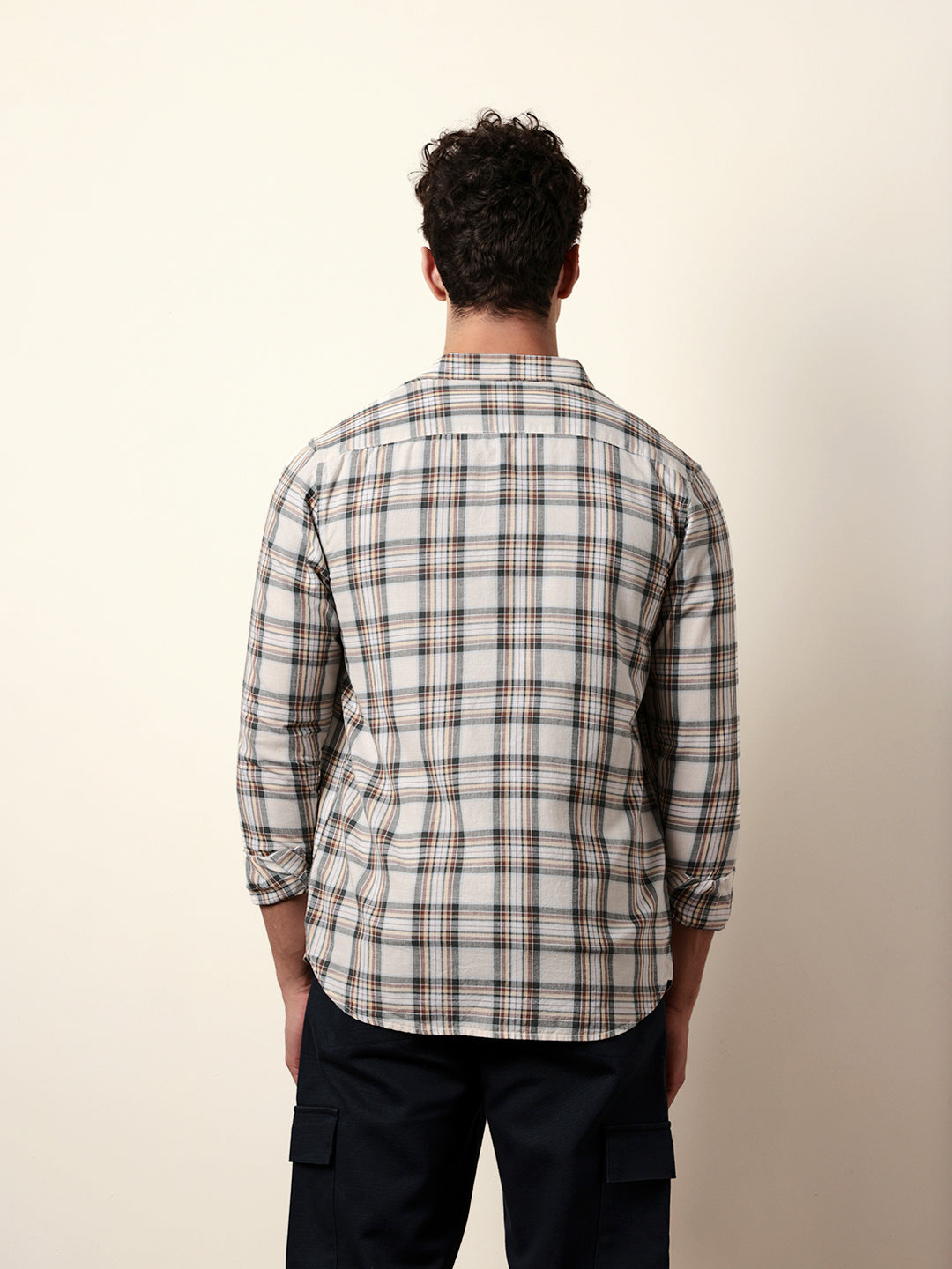 Multicolor Woven Tartan Checked Slim Fit Casual Shirt