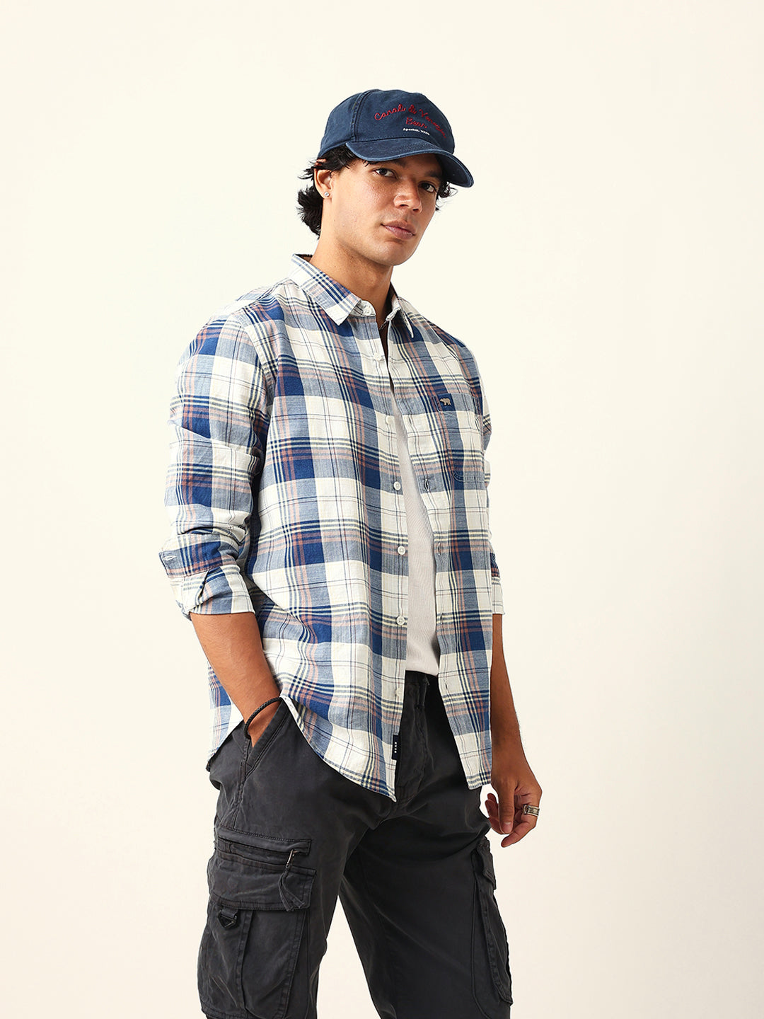 Multicolor Woven Check Slim Fit Casual Shirt