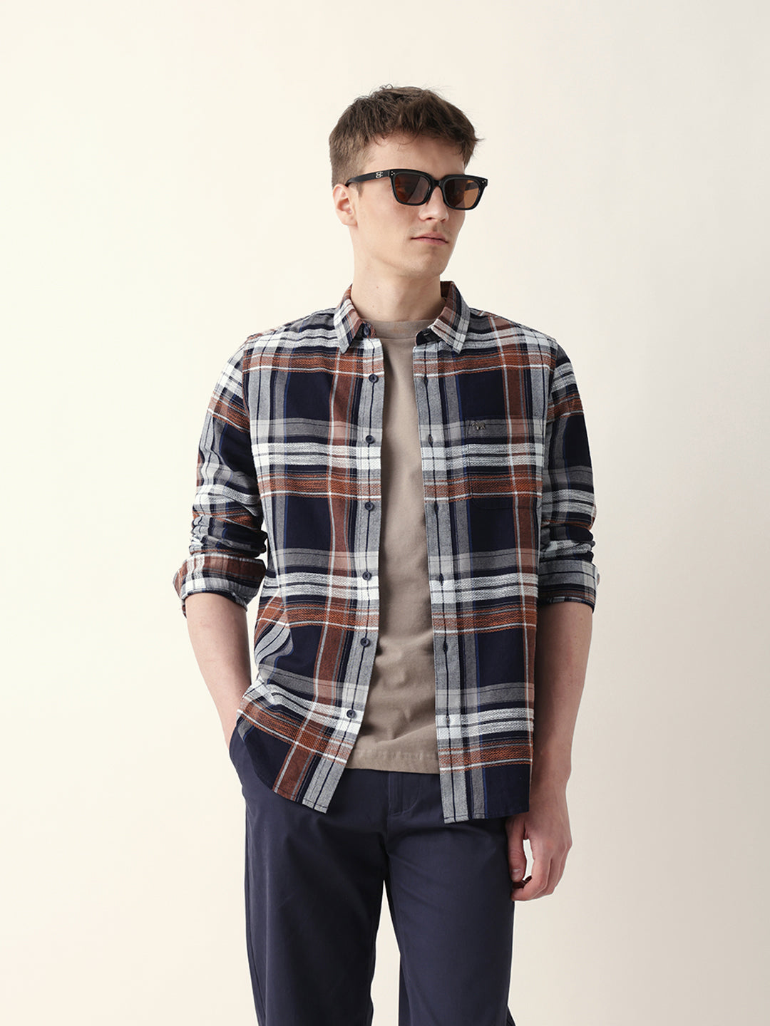 Multicolor Classic Tartan Woven Checked Slim Fit Casual Shirt