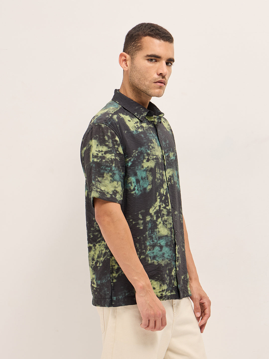 Multi-Color Abstract Digital Print Relax Fit Casual Shirt