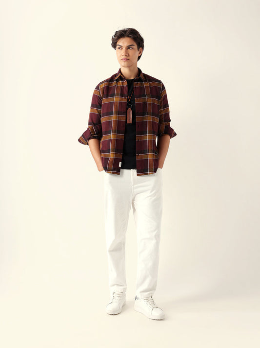 Multicolor Woven Check Regular Fit Casual Shirt