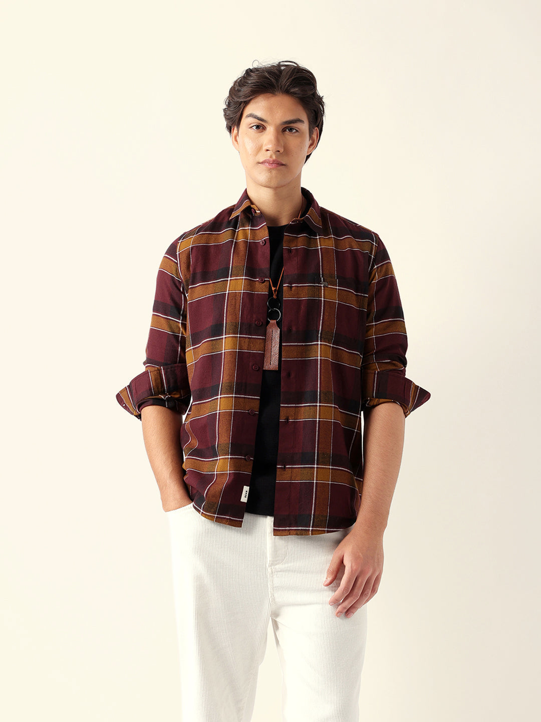 Multicolor Woven Check Regular Fit Casual Shirt