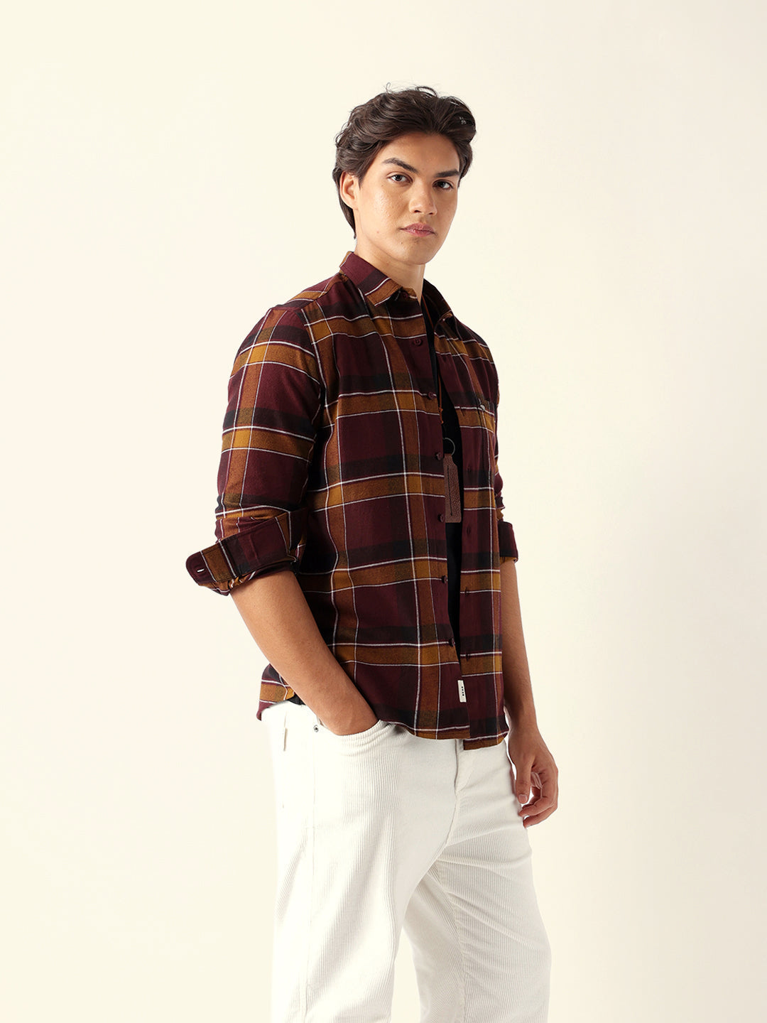 Multicolor Woven Check Regular Fit Casual Shirt