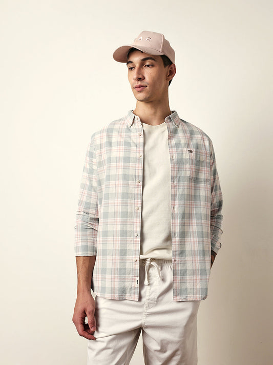 Multicolor Woven Tartan Checked Slim Fit Casual Shirt