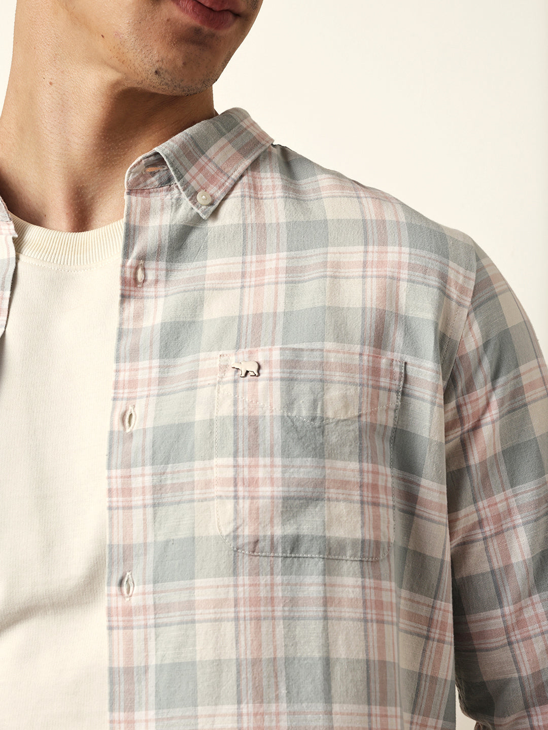 Multicolor Woven Tartan Checked Slim Fit Casual Shirt