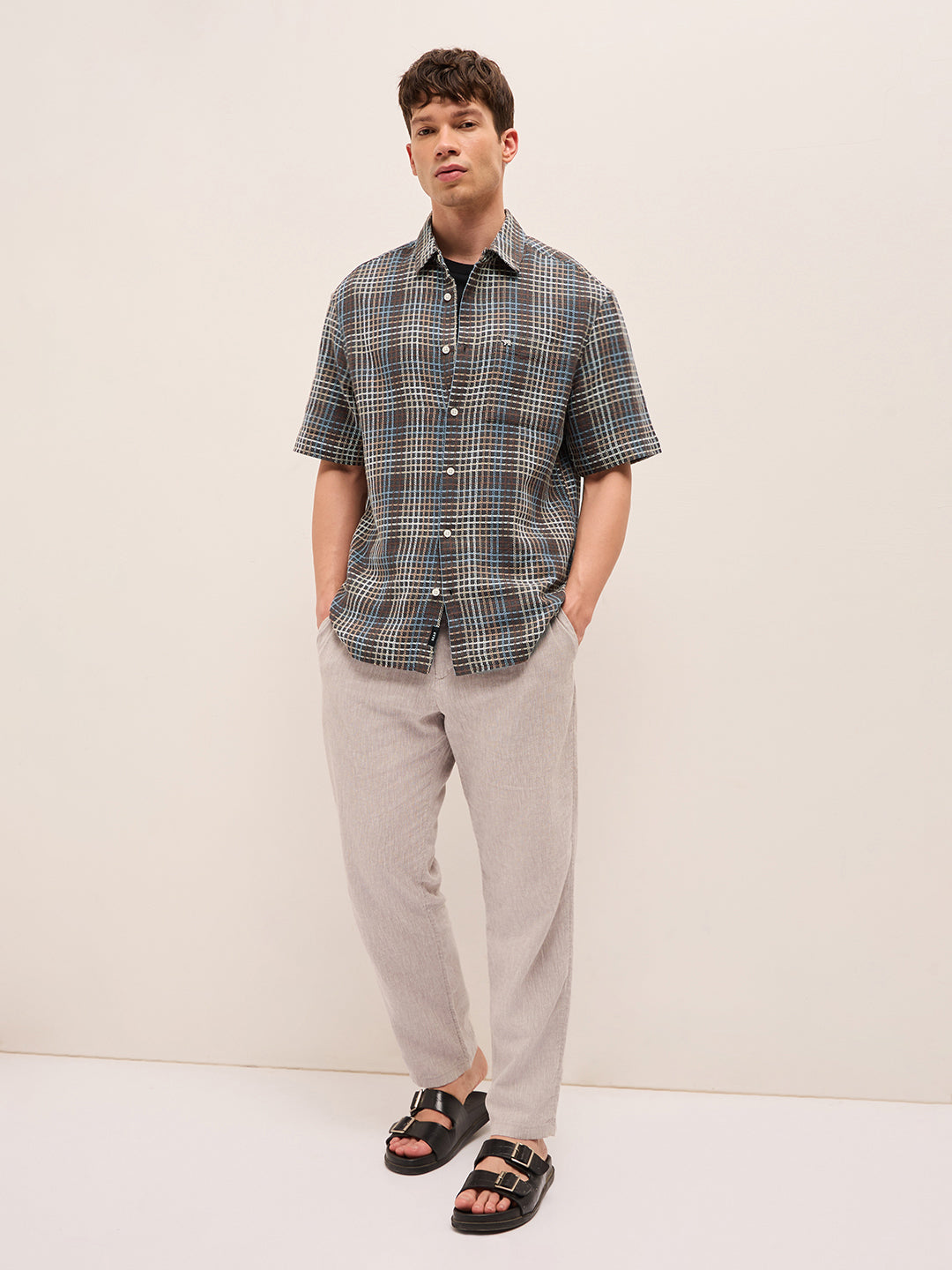 Multicolor Woven Checkered Relaxed Fit Cotton Casual Shirt