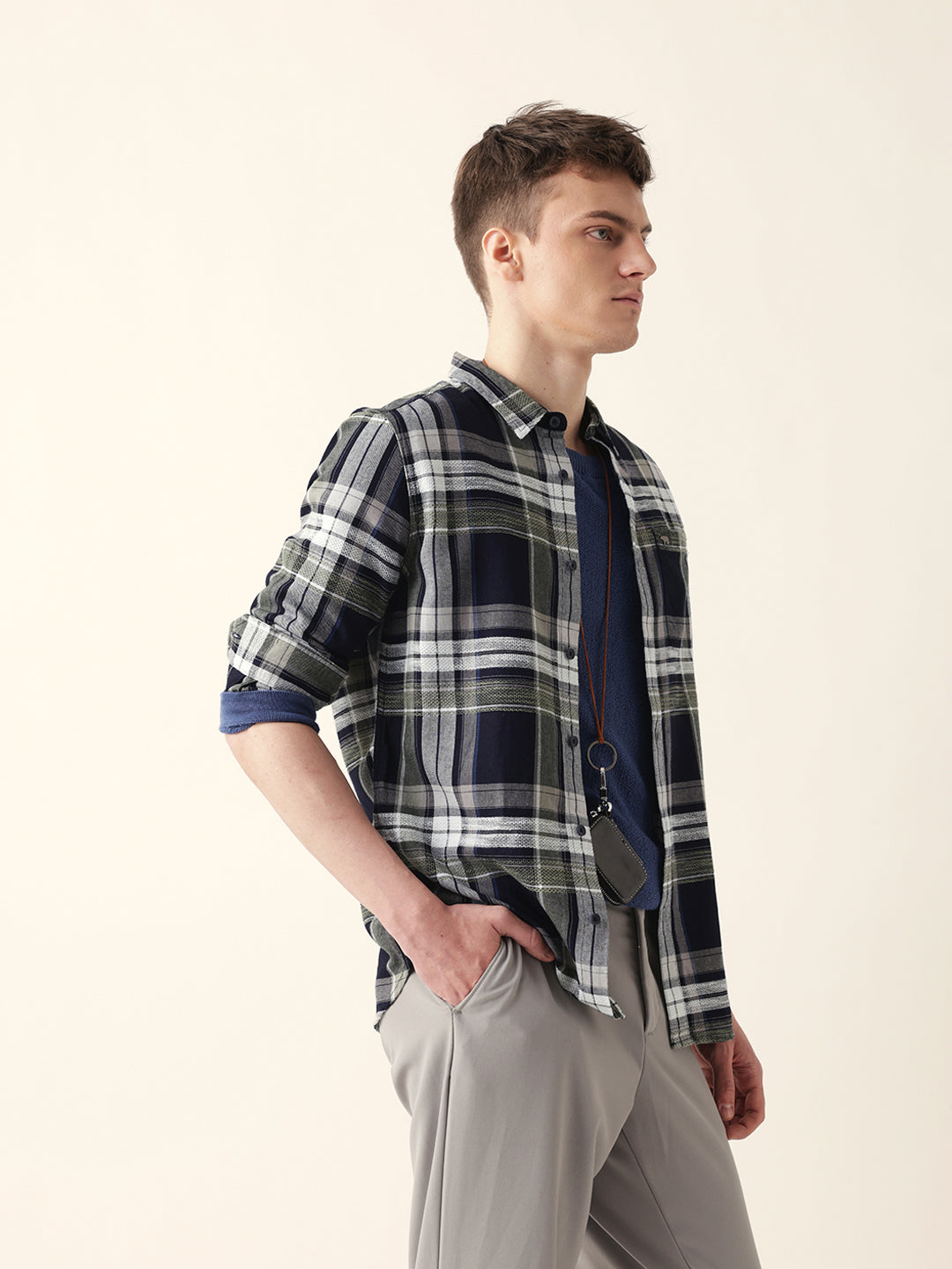 Multicolor Classic Tartan Woven Checked Slim Fit Casual Shirt