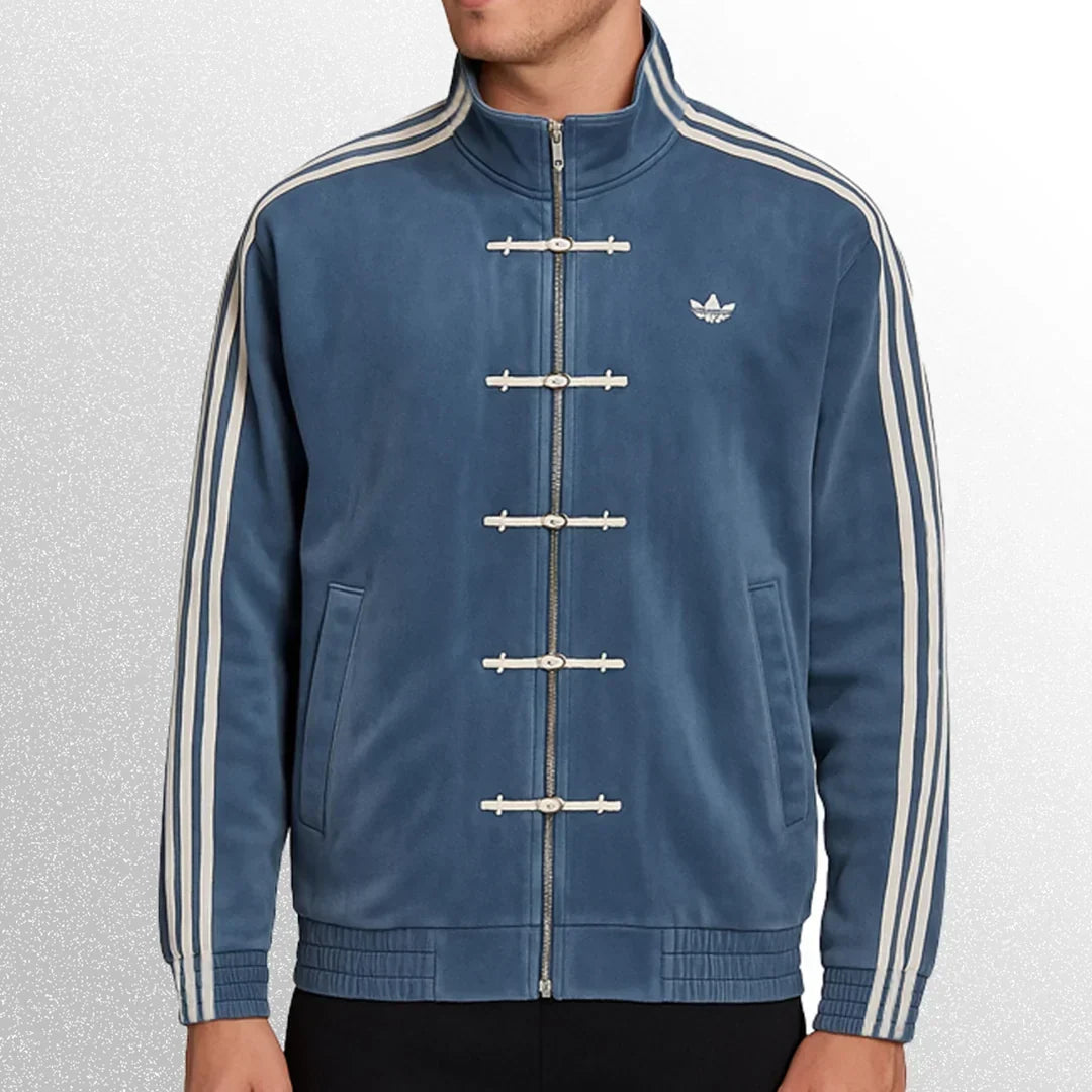 Blue Mandarin Collar Jacket