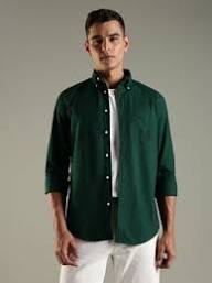 Men's Emerald Green Solid Formal Shirt | Premium Cotton Blend | Slim Fit | Full Sleeve