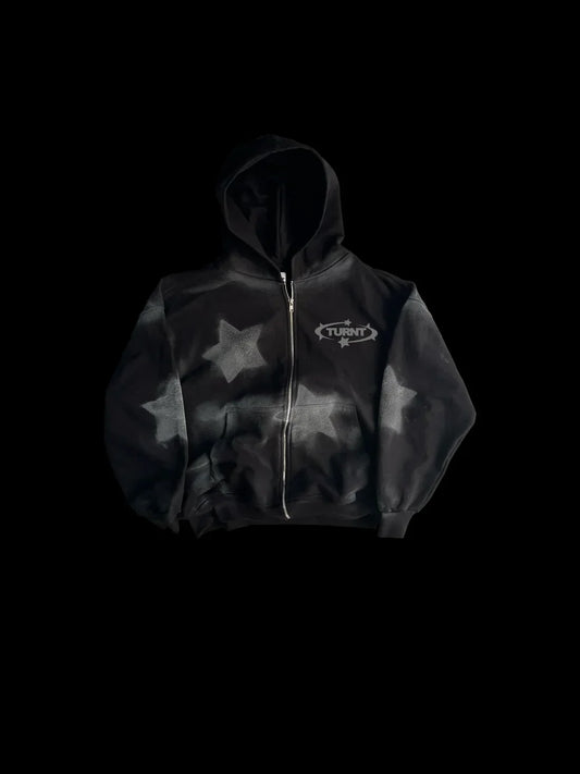 White dust black zip jacket